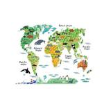 Sticker Autocolant Decorativ Harta Lumii si Animalele