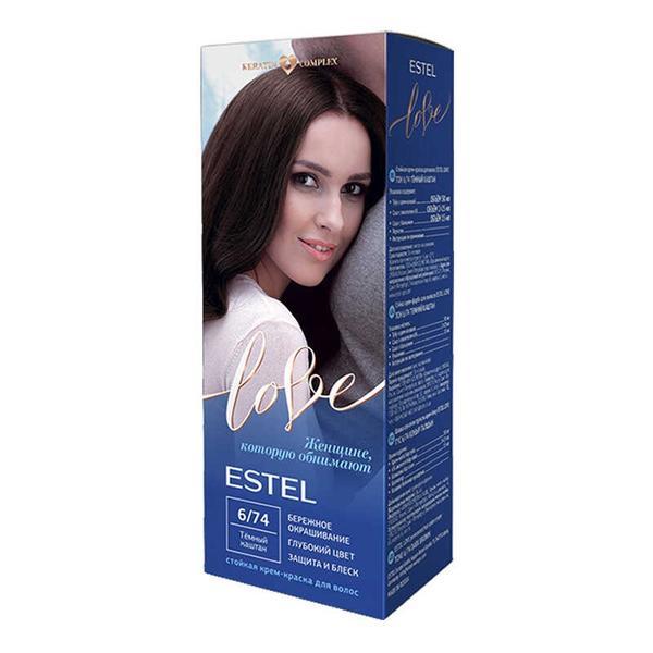 Vopsea-crema permanenta pentru par Estel Love, 6/74 Castaniu inchis, 115ml