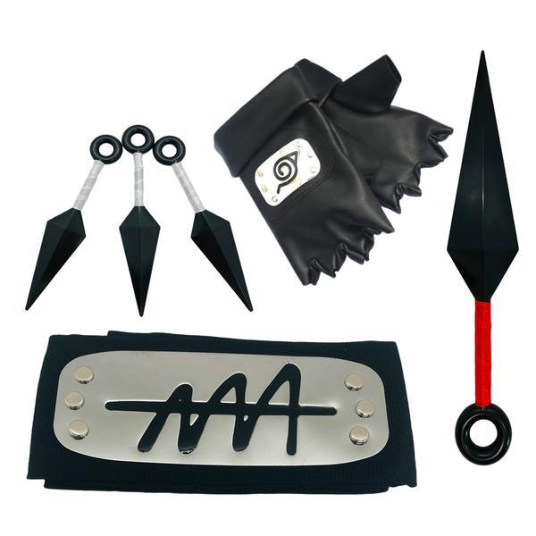 Kit bandana Simbolul Ierbii, Manusi si cutite Shinobi din plastic, Naruto, Shop Like A Pro&reg;