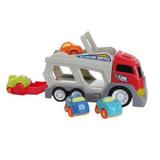 Camion platforma cu 4 masinute pentru copii, Multicolor, +18 luni