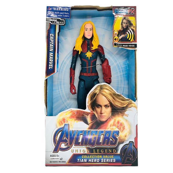 Figurina Avengers, Capitan Marvel cu efecte sonore si luminoase, 30 cm