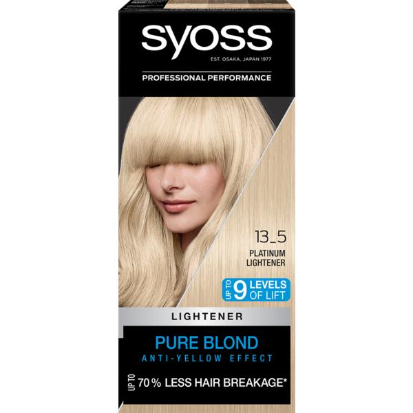 Decolorant de Par Permanent - Syoss Professional Performance Lightener Pure Blond Anti-Yellow Effect Baseline, nuanta 13_5 Cool Platinum Blond