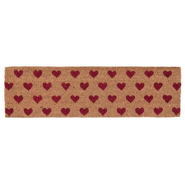 Covoras intrare casa antiderapant fibre cocos cauciuc Hearts 75 cm x 22 cm x 2 h