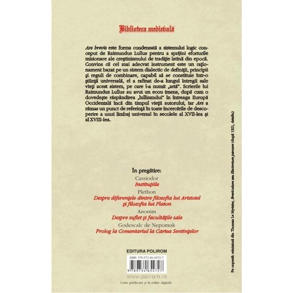 Ars Brevis - Ed. Bilingva - Raimundus Lullus, editura Polirom