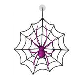 Set 3 x Decoratiune suspendabila pentru petrecere de Halloween, paianjen cu plasa, 27x27 cm