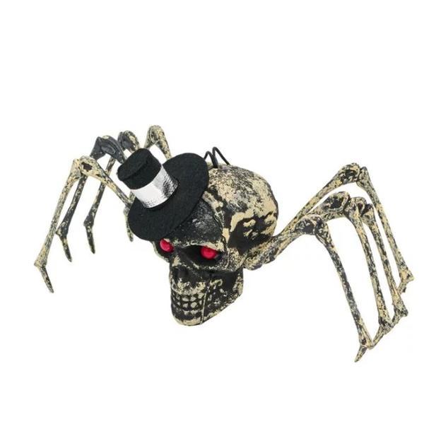 Decoratiune pentru petrecere de Halloween, paianjen craniu de mort, 24 x 12 cm