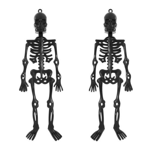 Set decoratiune suspendabila pentru petrecere de Halloween, schelet suspendabil, 2 piese, 25 cm, negru, Topi Toy