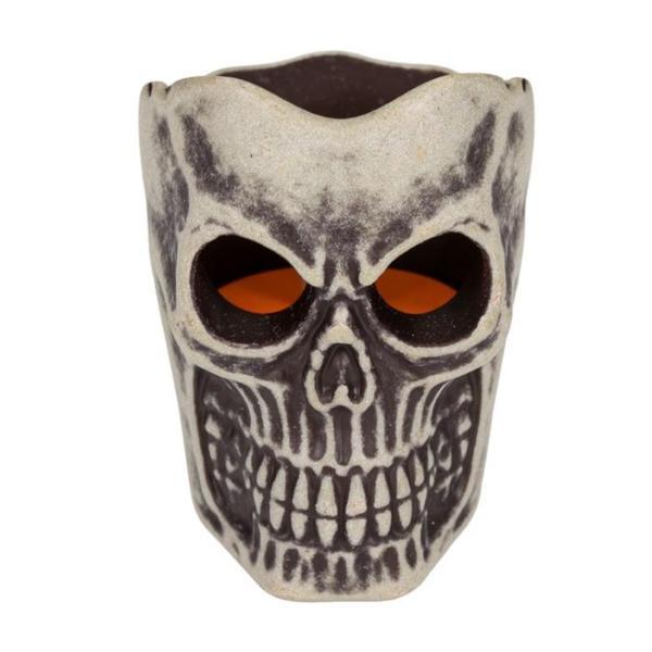 Figurina decorativa tip schelet de craniu uman cu lumina colorata, pentru petrecere Halloween, 7 cm, multicolor