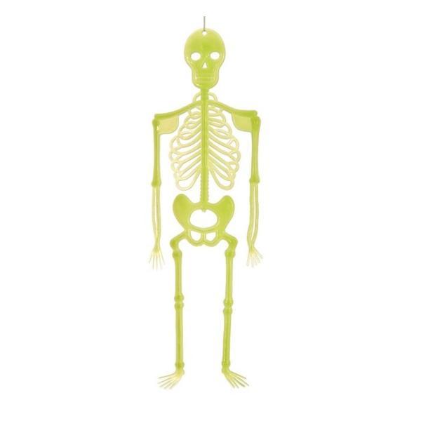 Decoratiune suspendabila pentru petrecere de Halloween, schelet uman fosforescent, lumineaza in intuneric, 30 cm, Topi Toy