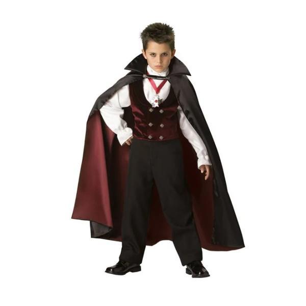 Costum complet deghizare baieti in Conte Gotic Vampir, la bal mascat, serbare sau petrecere Halloween, 6 ani, multicolor