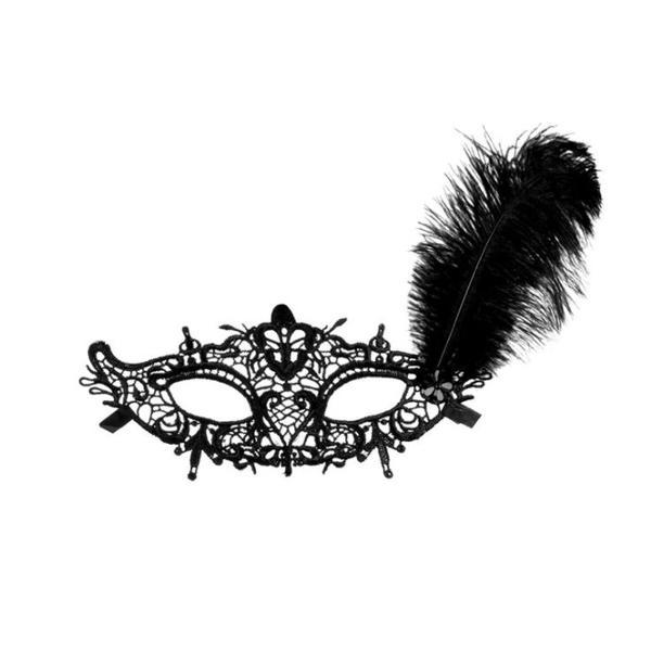 Masca misterioasa cu elastic, pentru deghizare la bal mascat, design dantelat, stl gotic, negru