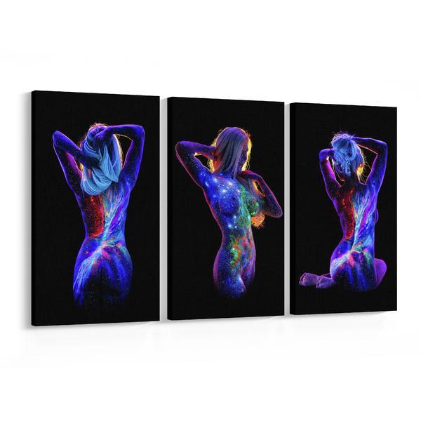 Set Tablouri Canvas 3 piese, Bodyscape - Universul Curge prin Tine, 135 x 70 cm