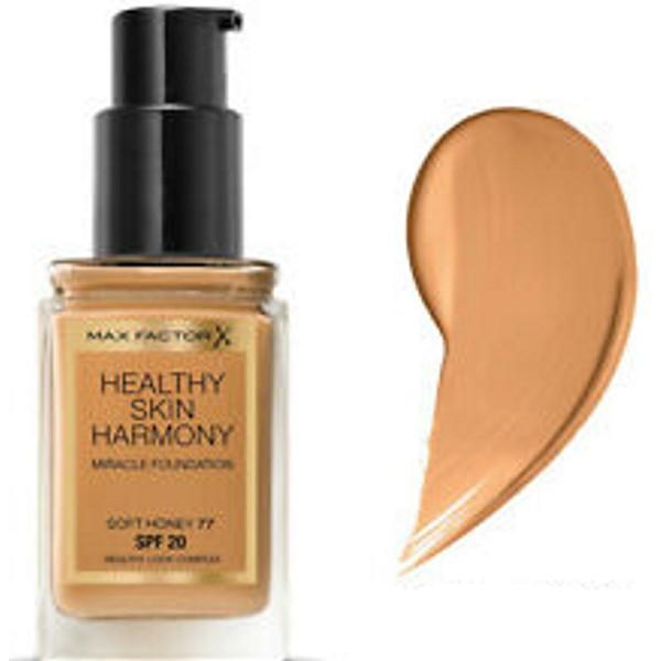 Fond de Ten - Max Factor Healty Skin Harmony Miracle Foundation SPF 20, nuanta 77 Soft Honey, 30 ml