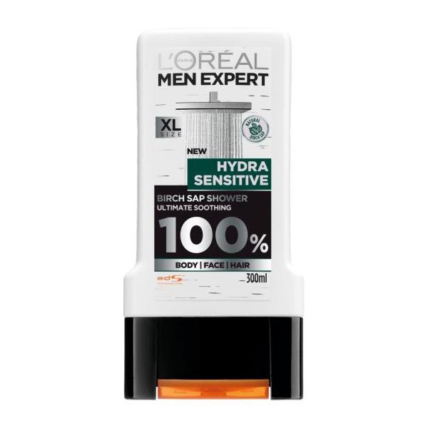 Gel de Dus Hidratant pentru Barbati - L'Oreal Men Expert Hydra Sensitive Birch Sap Shower Ultimate Soothing, 300 ml