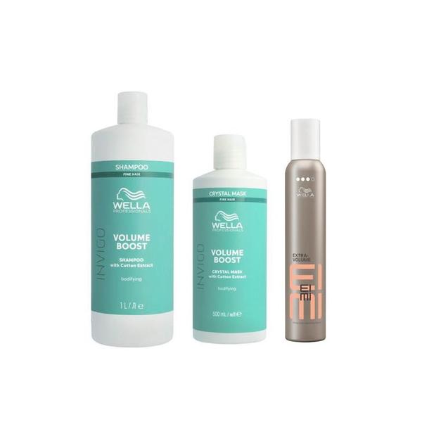 Pachet pentru Volum - Wella Professionals Invigo Volume: Sampon 1000 ml, Masca 500 ml, Spuma 300 ml