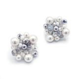 Cercei rotunzi albi cu perle, handmade, Zia Fashion, Little White Silver Drops