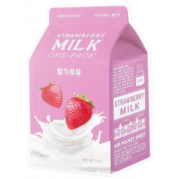 Masca faciala pentru ten radiant Srawberry Milk, A'Pieu, 21g