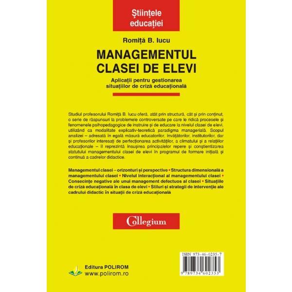 Managementul Clasei De Elevi - Romita B. Iucu, Editura Polirom - Esteto.ro