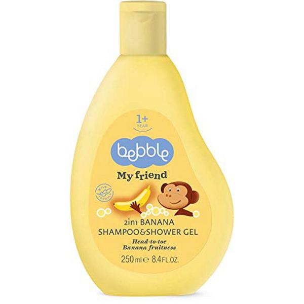 bebe 1 an si 2 luni greutate Sampon si Gel de Dus 2 in 1 cu Aroma de Banana pentru Copii +1 an - Bebble My Friend 2 in 1 Banana Shampoo &amp; Shower Gel, 250 ml