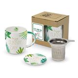 Set cana cu capac si strecuratoare, model Zi frumoasa, 350ml