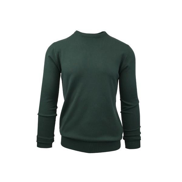 Pulover, Univers Fashion, tricotat fin cu terminatii striate, cu decolteu la baza gatului, verde, L