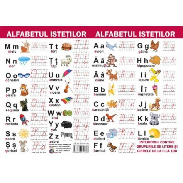 Alfabetul istetilor + Grupuri de litere si cifrele 0-100, editura Carta Atlas