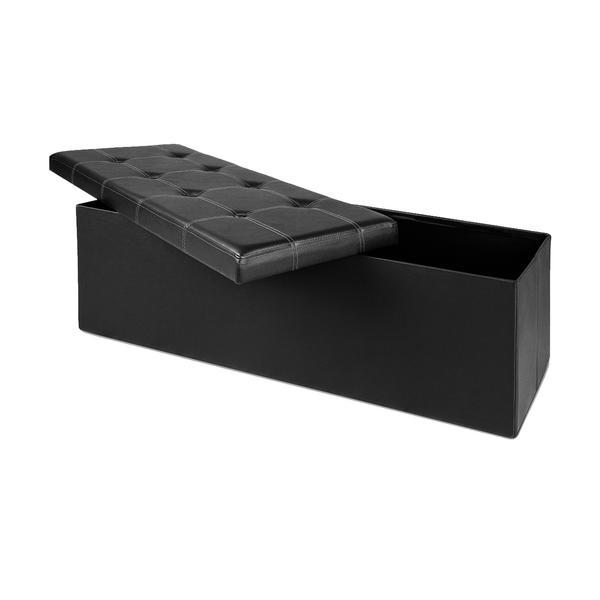 Banca 3 locuri cu spatiu depozitare 131 L, Negru, 115 x 38 x 38 cm - Caerus Capital