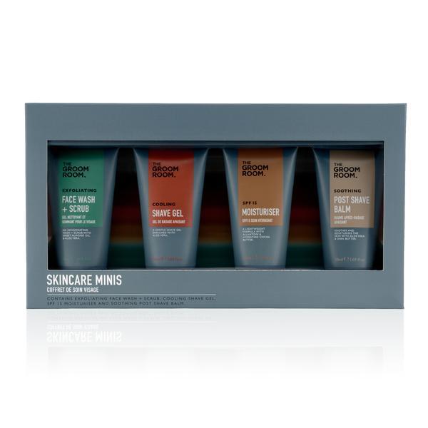 Set Cadou Skincare MinisThe Groom Room, Face Wash & Scrub 50ml + Gel de ras 50ml + Lotiune, 50ml + Post Shave Balsam 50ml