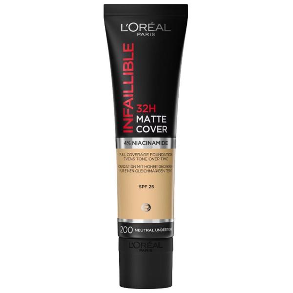 Fond de Ten Matifiant - L&#039;Oreal Paris Infaillible 32H Matte Cover, nuanta 200 Neutral Undertone, 30 ml