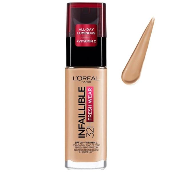 Fond de Ten Rezistent la Transfer - L'Oreal Paris Infaillible 32H Fresh Wear, nuanta 200 Natural Linen, 30 ml