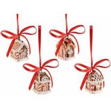 Set 4 ornamente brad din polirasina model Casute 2x2x3 cm