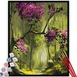 Kit Pictura pe numere, panza, rama lemn, pensule si culori acrilice, 40x50 cm, Flori, M714