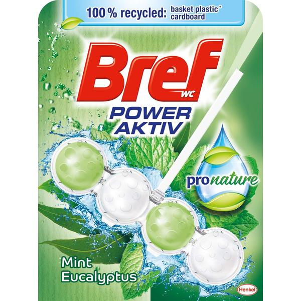 Odorizant Toaleta cu Parfum de Menta si Eucalipt - Bref Wc Power Aktiv Pro Nature Mint Eucaluptus, 50 g