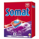 Detergent Tablete pentru Masina de Spalat Vase - Somat All in 1, 8 Actions Powerful Cleaning, 48 buc