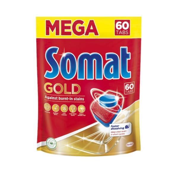 Detergent Tablete pentru Masina de Spalat Vase - Somat Gold Against Burn-it Stains, 60 buc