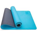 Covoras fitness, yoga, pilates, aerobic, gimnastica de sarcina si wellness Tresko®, curea de transport, anti-alunecare, rezistenta la uzura,lavabil,plus laveta de curatare,, 183 x 61 x 0,6 cm cm, albastru deschis/gri