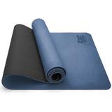 Covoras fitness, yoga, pilates, aerobic, gimnastica de sarcina si wellness Tresko®, curea de transport, anti-alunecare, rezistenta la uzura,lavabil,plus laveta de curatare,, 183 x 61 x 0,6 cm cm, albastru marin/gri