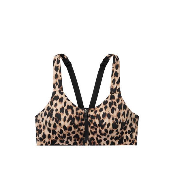 Bustiera sport dama, Victoria's Secret, Knockout Maximum Support Front-Close Sport, Animal Print, 32D (70D)