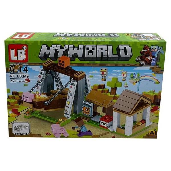 Set de constructie LB+, My World of Minecraft cu efecte luminoase si parti mobile, 221 piese