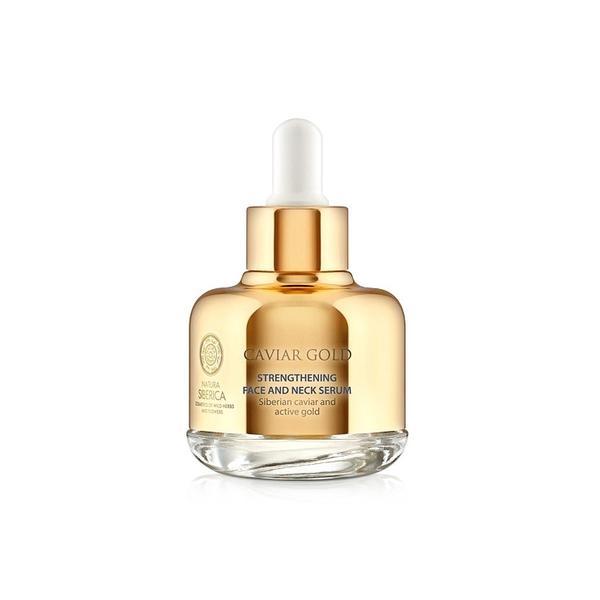 Serum fermitate antiage pentru ten si gat cu aur si caviar, Caviar Gold, Natura Siberica, 30ml