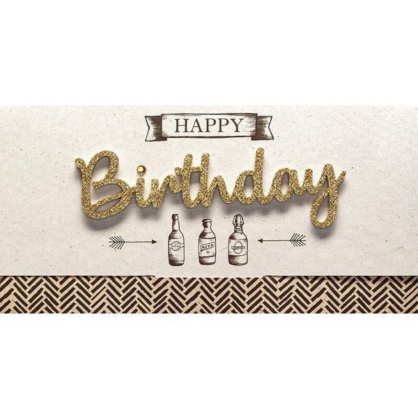 Felicitare „Happy Birthday„ – arta literelor frumoase, cu plic alb, 22 x 11 cm