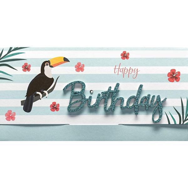 Felicitare &bdquo;Happy Birthday&bdquo; &ndash; arta literelor frumoase, cu plic alb, 22 x 11 cm