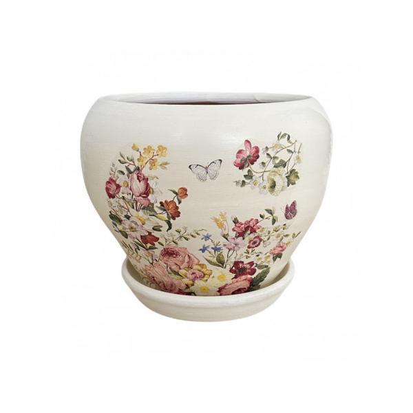 Ghiveci din ceramica cu flori de camp - Ceramica Martinescu