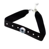 Colier Choker GANELLI cu Cristale Swarovski elements -un cristal central octogon si 6 mici rotunde, catifea cu dublura din satin negru