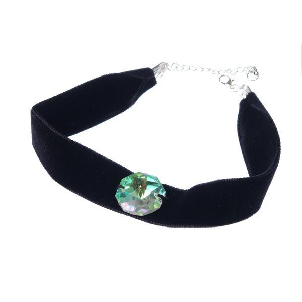 Colier Choker GANELLI cu Cristal octogon mare 24 mm Swarovski elements, catifea neagra