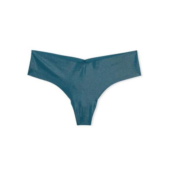 Chiloti tanga Victoria&#039;s Secret, No-show Shimmer Thong Panty, Albastru, M Intl