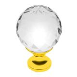Buton pentru mobila cristal Crpa, finisaj auriu lucios+cristal transparent, D:30 mm