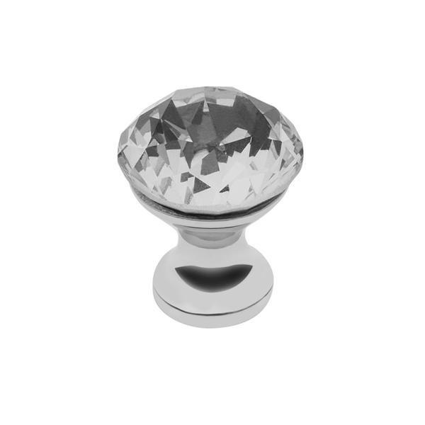 Buton pentru mobila cristal Crpa, finisaj crom lucios+cristal transparent, D:25 mm