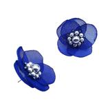 Cercei mici eleganti floare culoarea albastru, handmade, Zia Fashion, Iris