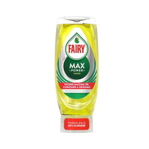 Detergent de Vase cu Aroma de Lamaie - Fairy Max Power Lamaie, 450 ml